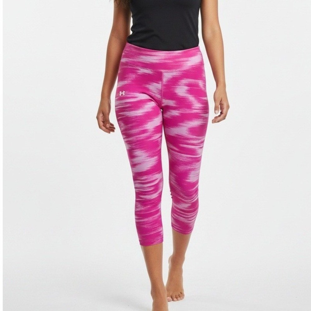 Under‎ Armour Motion Printed Ankle Crop Leggings Girls YXL Pink Space Dye NWT